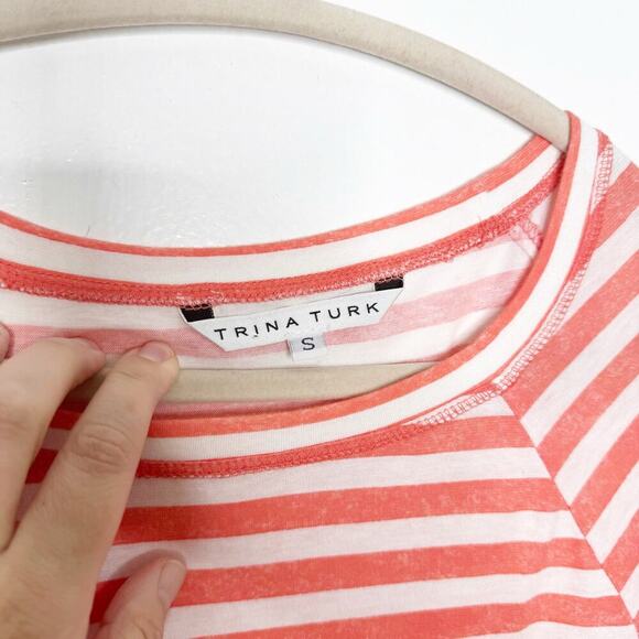 Trina Turk Crewneck Striped Long Sleeve Burnout Shirt Top Layering Classic Small - Picture 2 of 10